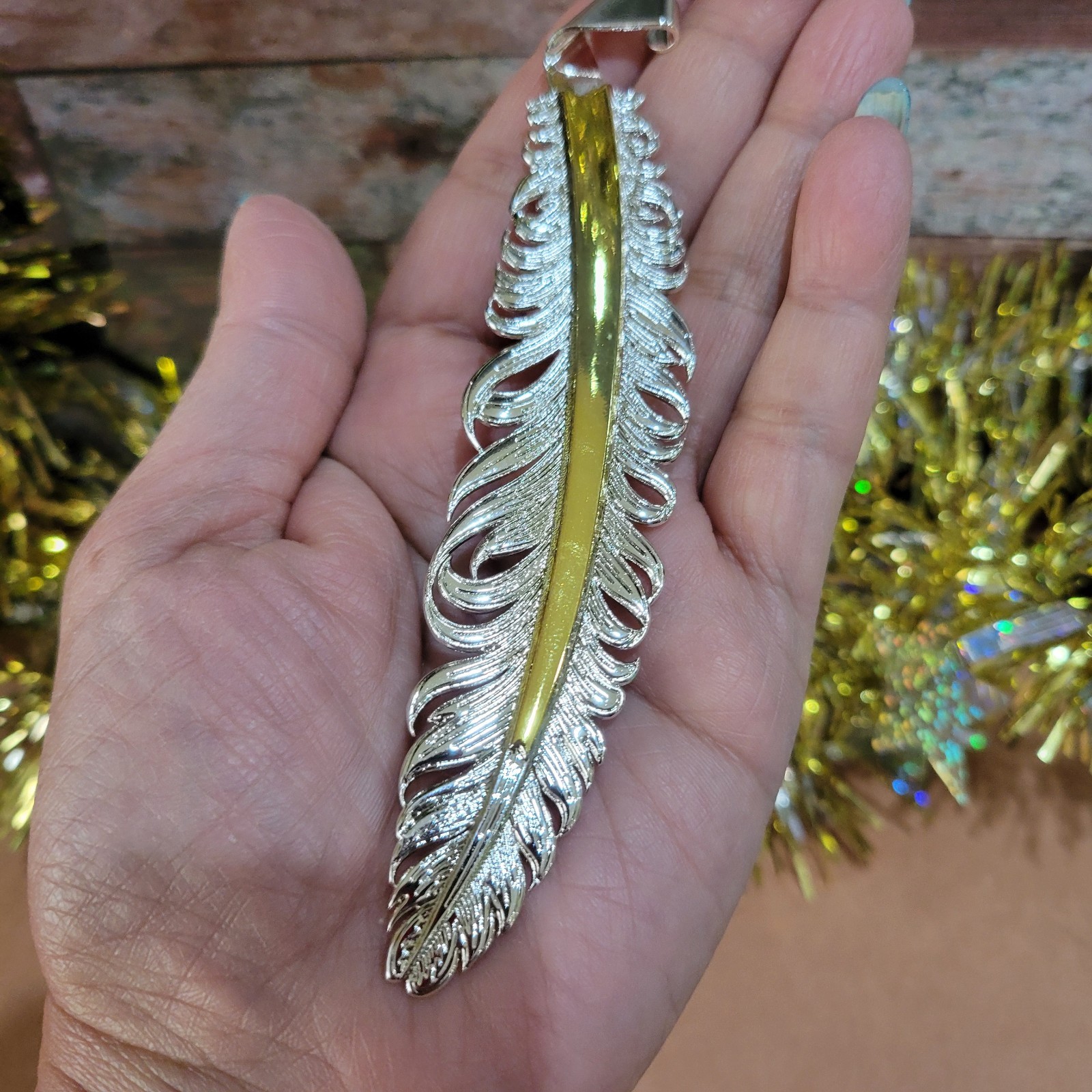 Silver Gold Hat Feather for Cowboy Hat Two Tone Pluma Gift Item