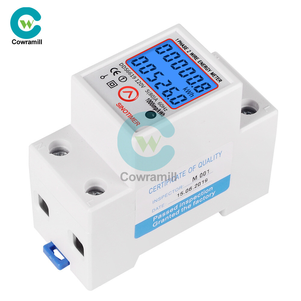 DDS6619 120V Reset LCD Digital Single Phase Energy Watt KWh Meter DIN Rail Mount