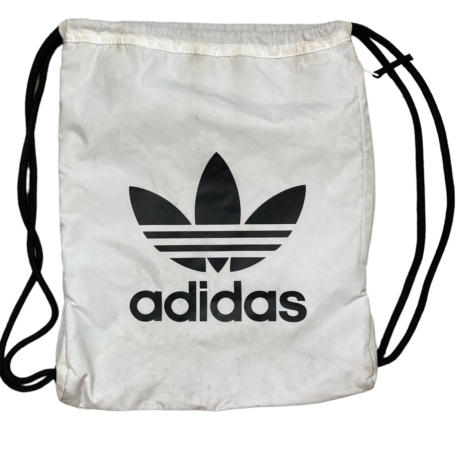Adidas Bag Sak Medium Trefoil Unisex Black White Drawstring Back Pack Gym Bag