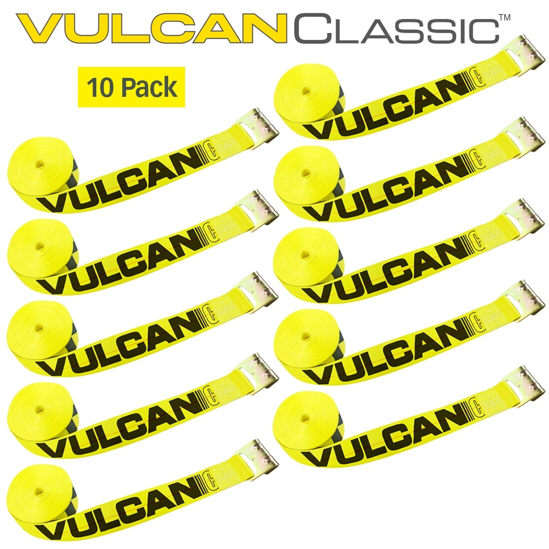 VULCAN Winch Strap - Flat Hook - 3" x 27', 10 Pack - 5000 lbs SWL