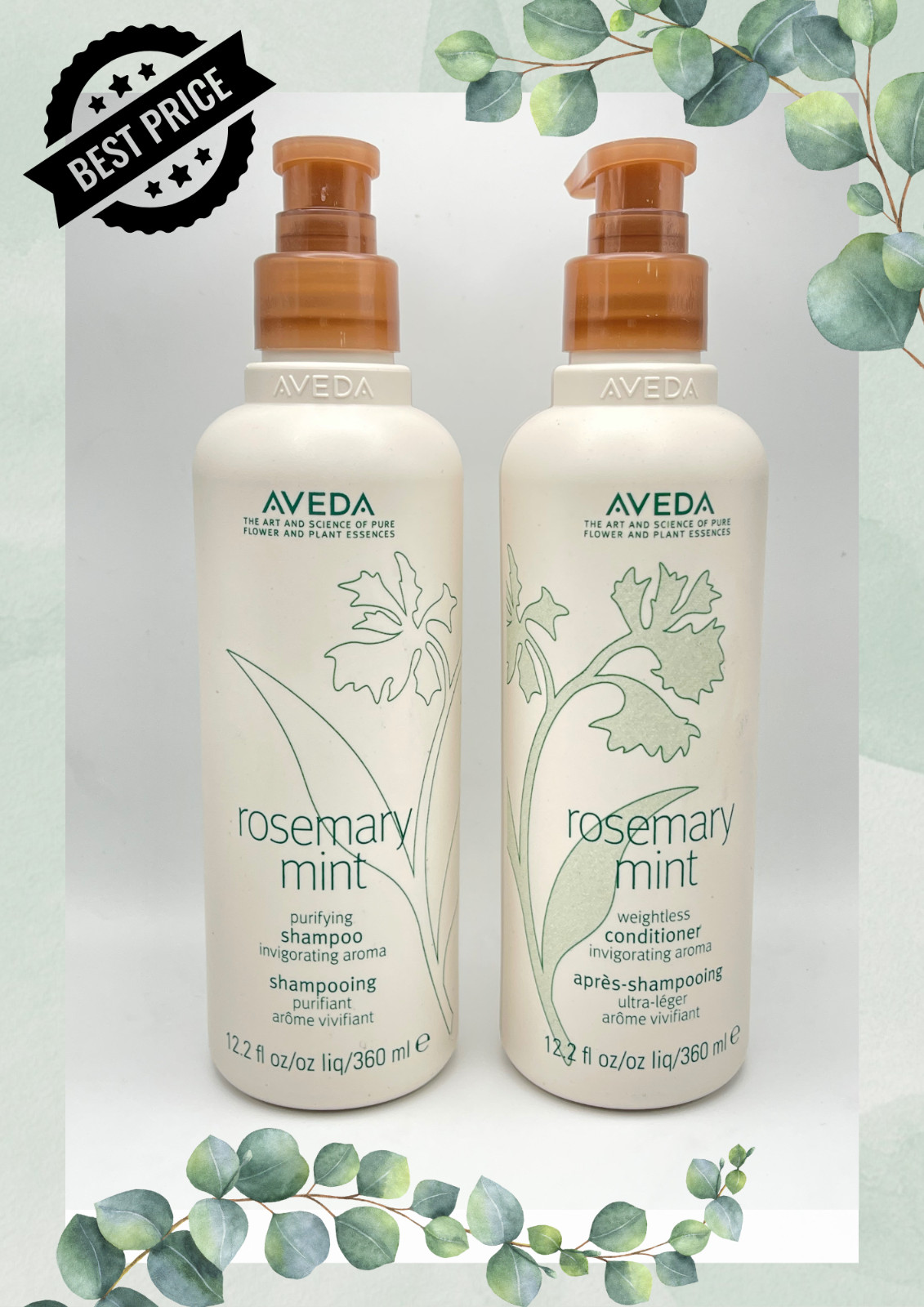 Aveda Rosemary Mint 2 Pack! Shampoo and Conditioner Set - 12.2 oz