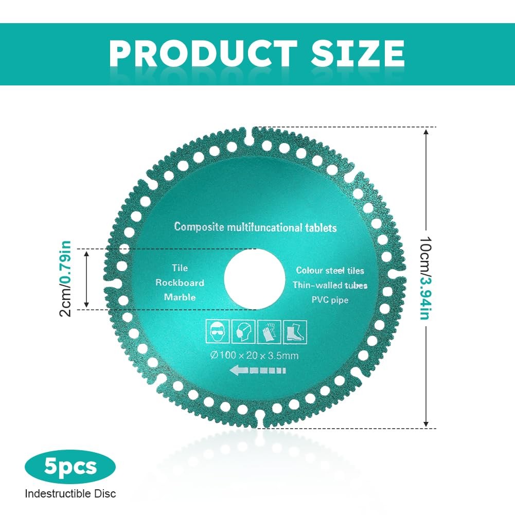 ‎5 Pack Indestructible Disc 2.0 Indestructible Disc for Angle Grinder Cut Green