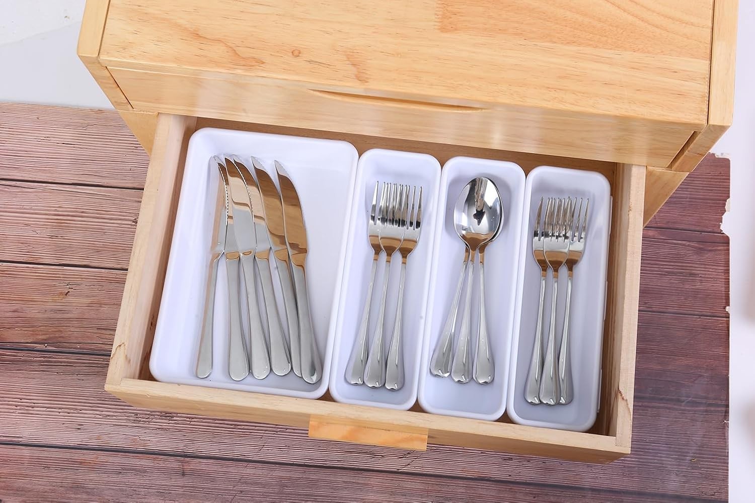 15 Piece White Interlocking Desk Drawer Organizer Separator System for Office