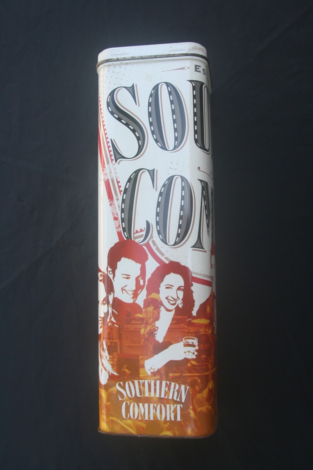 SOUTHERN COMFORT WHISKEY Metal Retail Container w/ Hinged Lid 11.5 x 3.25 x 3.25