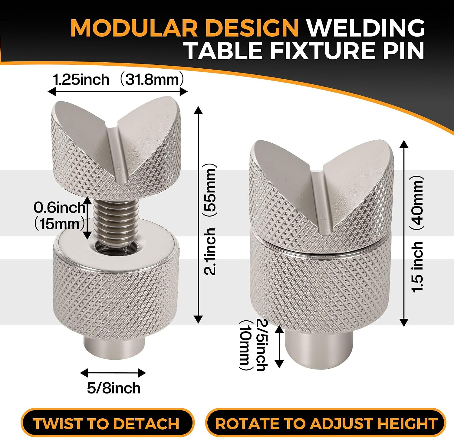 8 Pack Welding Table Fixture Pins - Adjustable Height, Welding Table