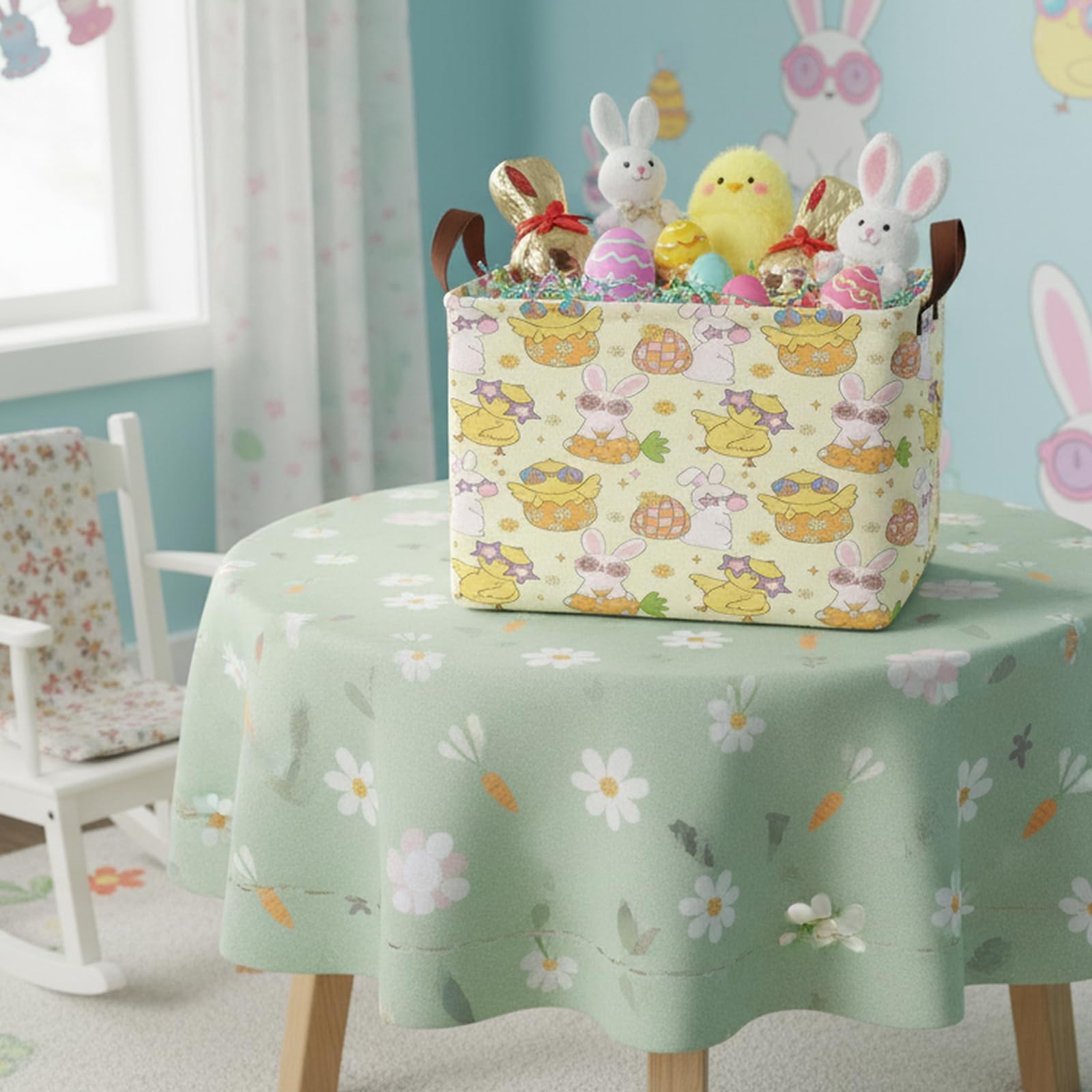 Large Rectangular Cute Kid Easter Basket Empty Bunny Eggs Easter Basket Gift ...