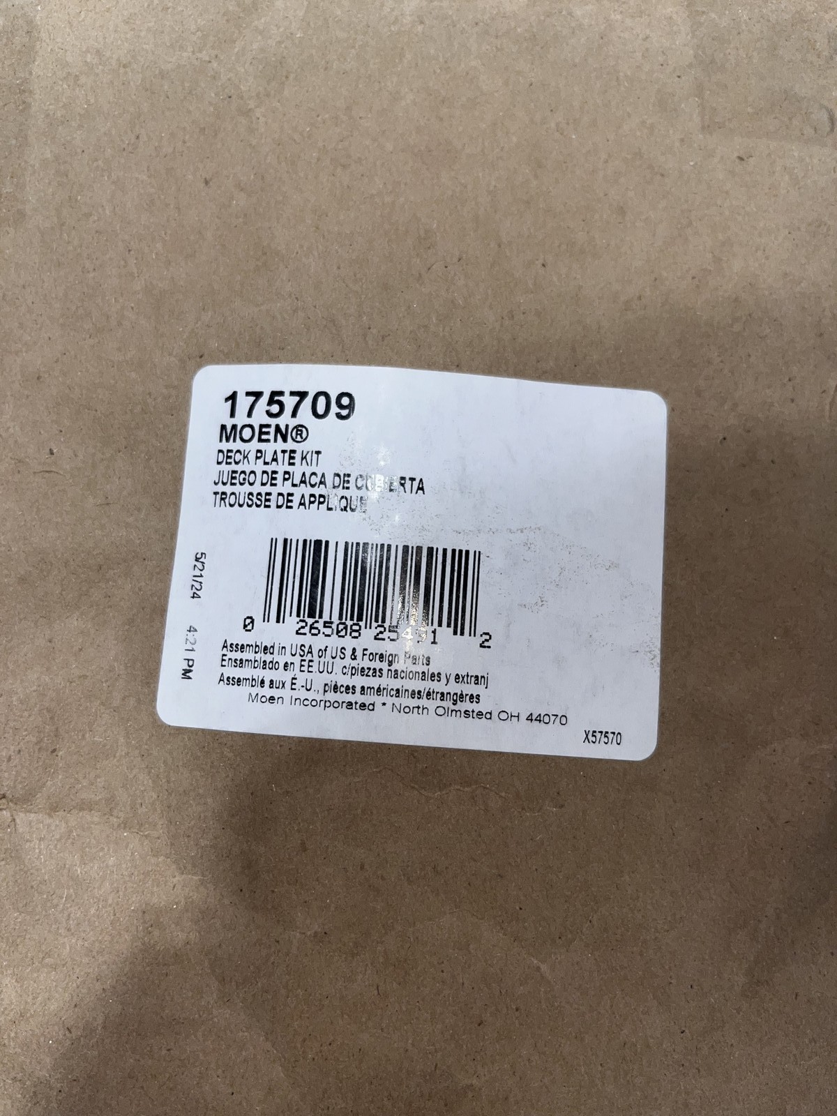 Moen 175709 Deck Plate Extension Kit - NEW