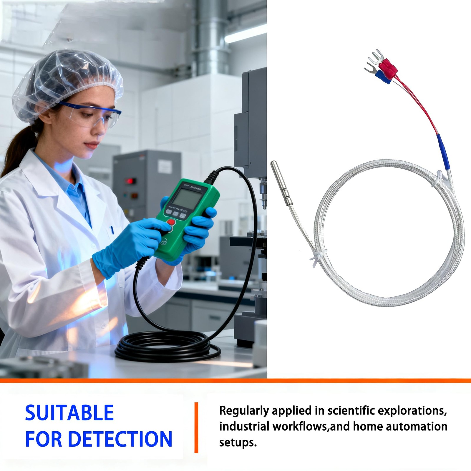 RTD PT100 Temperature Sensor Three-Wire System，Stainless Steel Probe(0.16" x...
