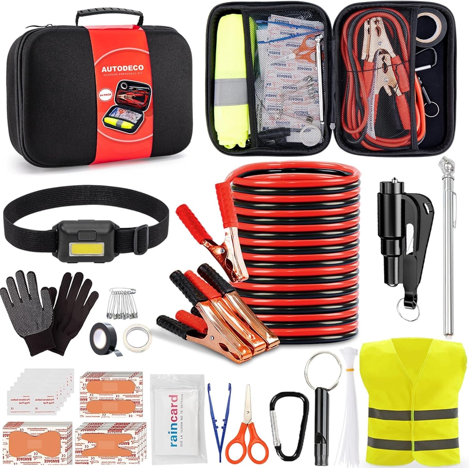 Car Emergency Roadside Kit 14 Piece Safety Survival Kit Auto Travel