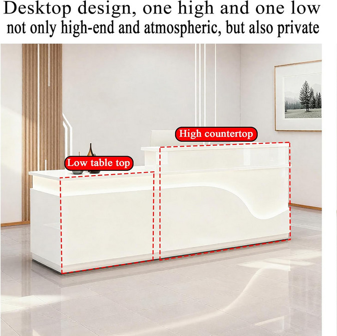 Modern Reception Front Desk Counter for Checkout, Lobby, Beauty Salon