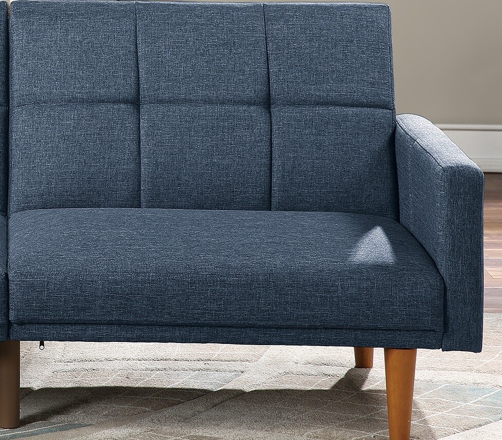 Transitional Look Living Room Sofa Couch Convertible Bed Navy Polyfiber 1pc Tuft