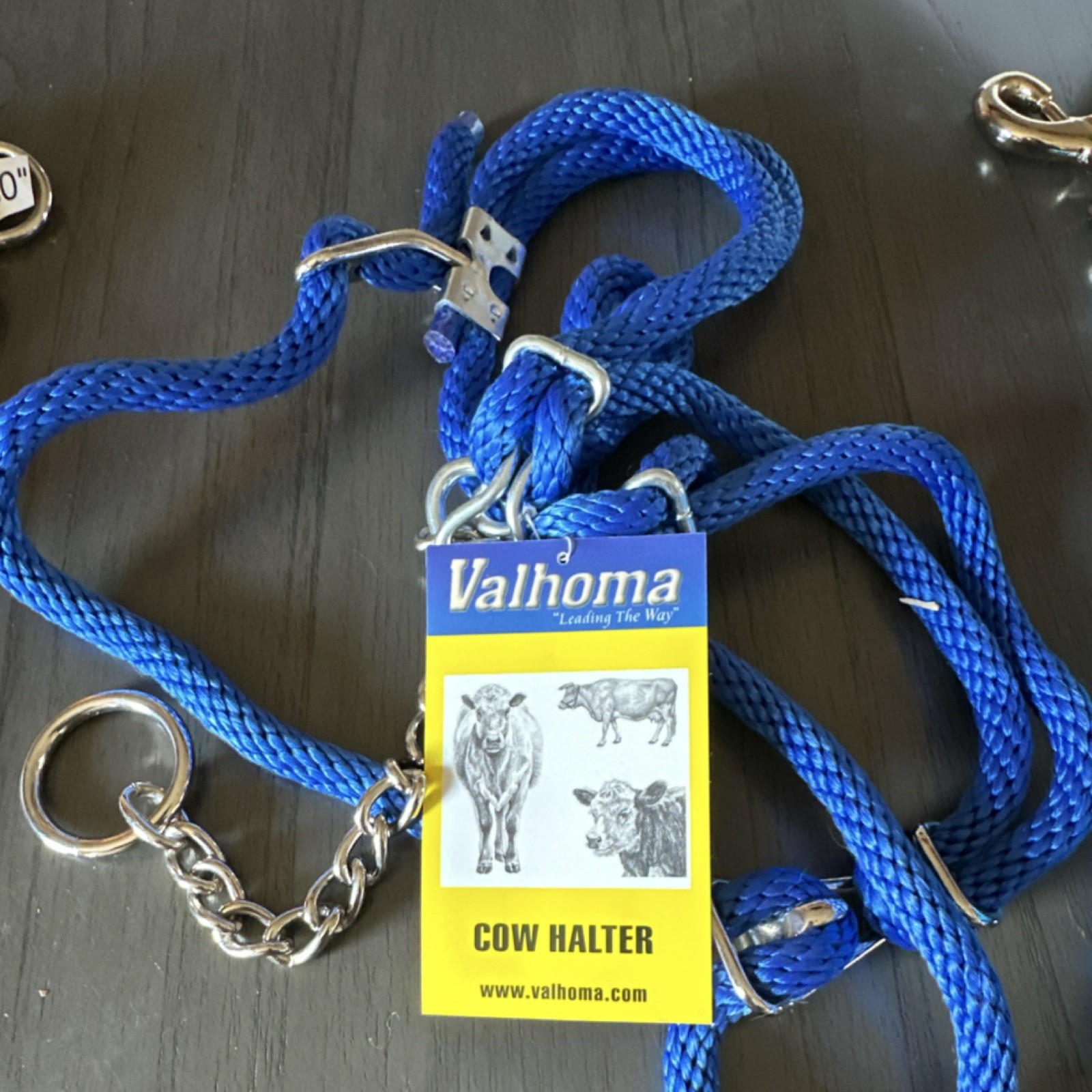 Valhoma Cow Halter Blue Rope with Chain Livestock Equipment