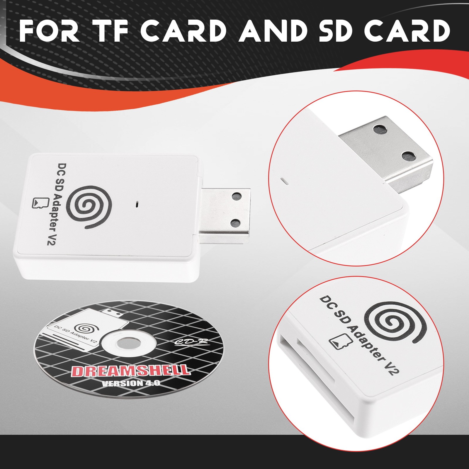 Dc Tf Card Adapter Reader V2 Voor for Dreamcast En Cd Met Dreamshell Boot2046