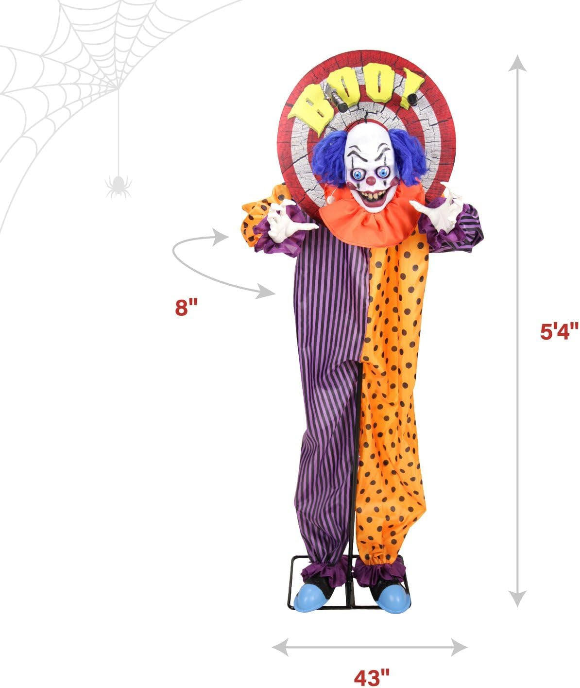 5.3-Ft Standing Animated Clown Animatronic