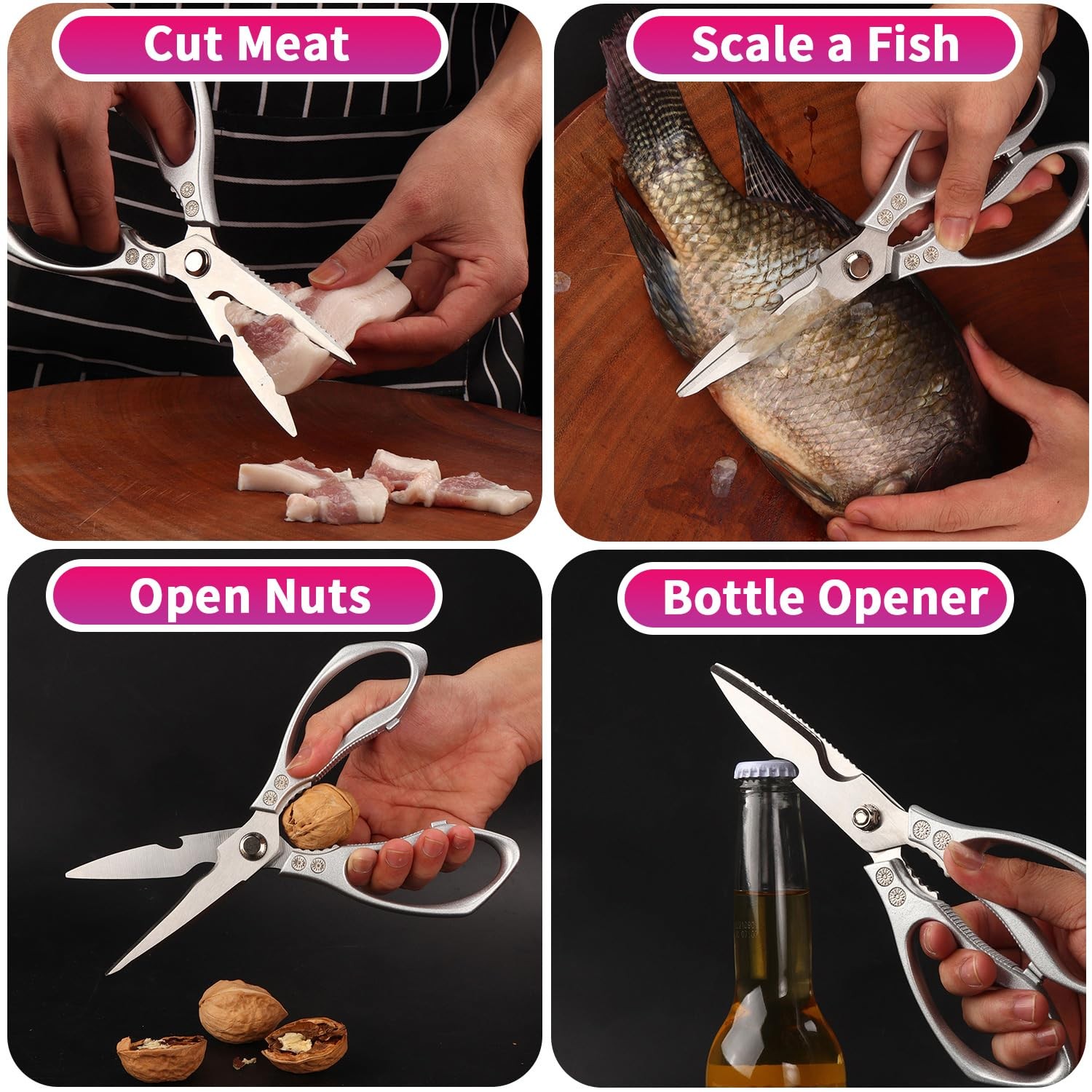 Heavy duty kitchen scissors 2-pack,High Stainless Steel sharp blade,Dishwasher