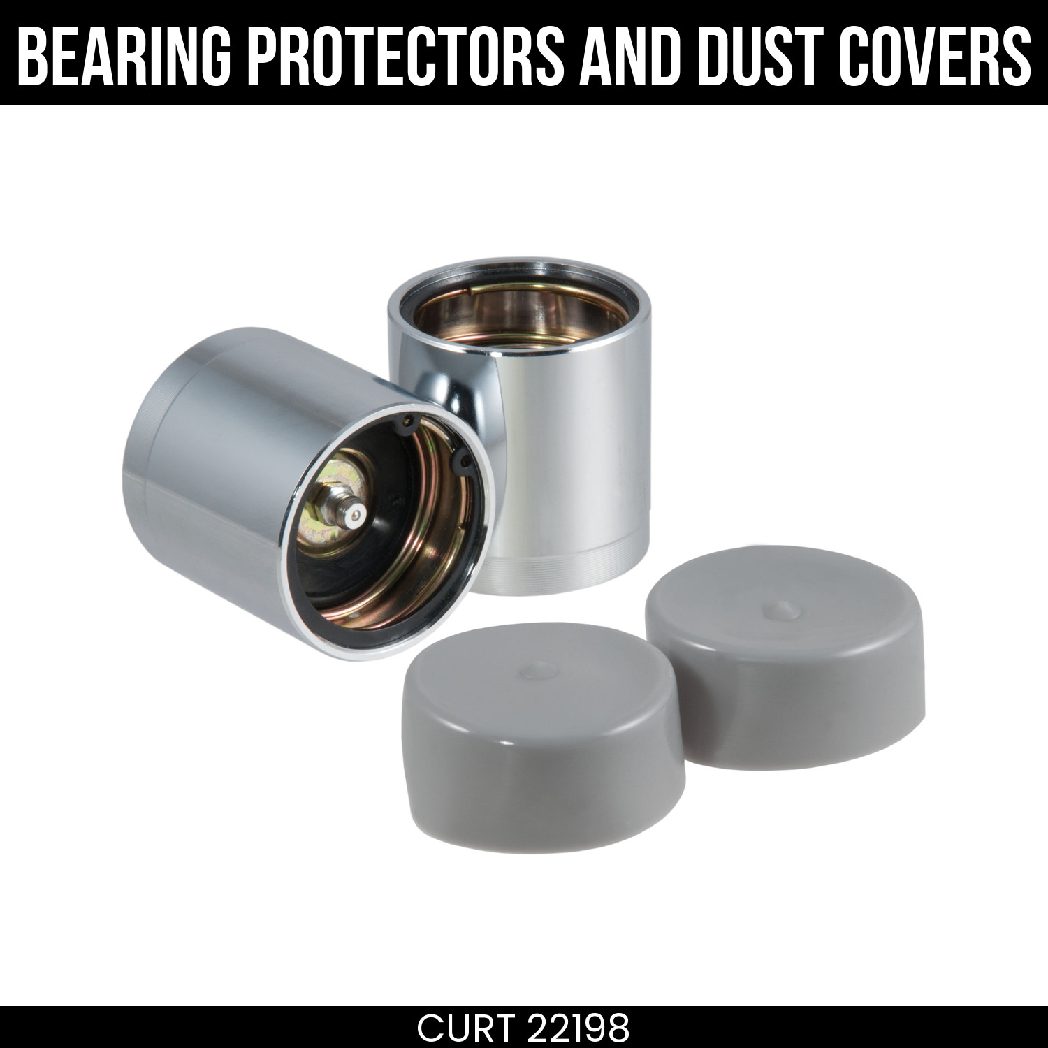 CURT 1.98 Inch Trailer Wheel Bearing Protectors & Dust Covers 2 Pack 22198