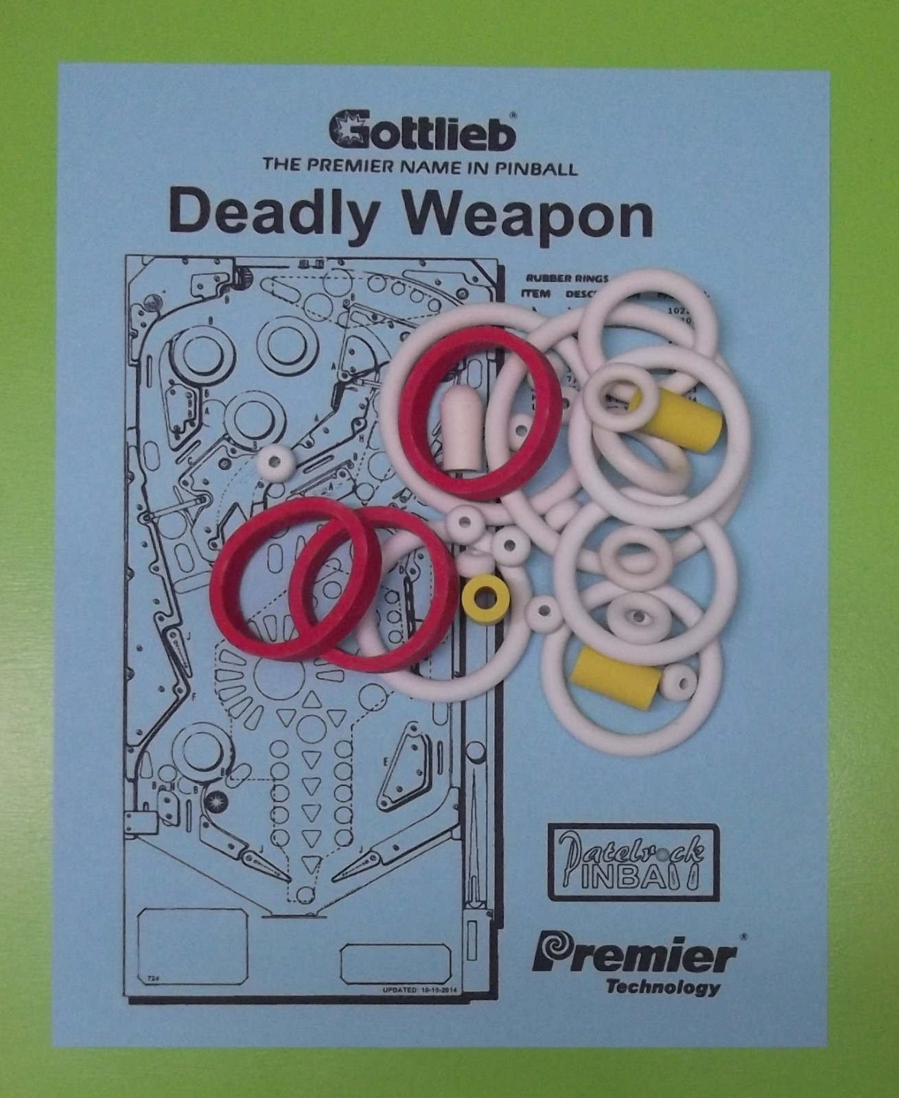 1990 Gottlieb / Premier Deadly Weapon Pinball Machine Rubber Ring Kit