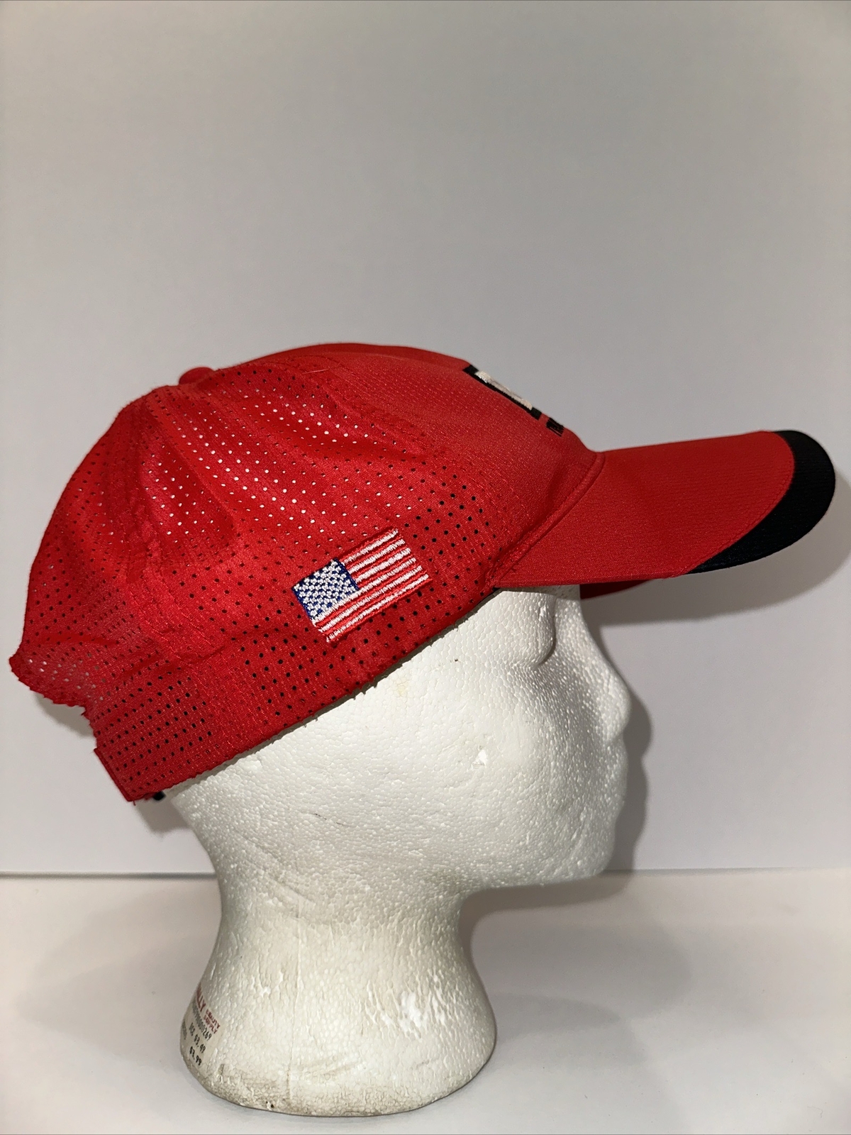 Bell Red Black White Hat Cap Trucks America, INC. Mesh Hook Loop BTA