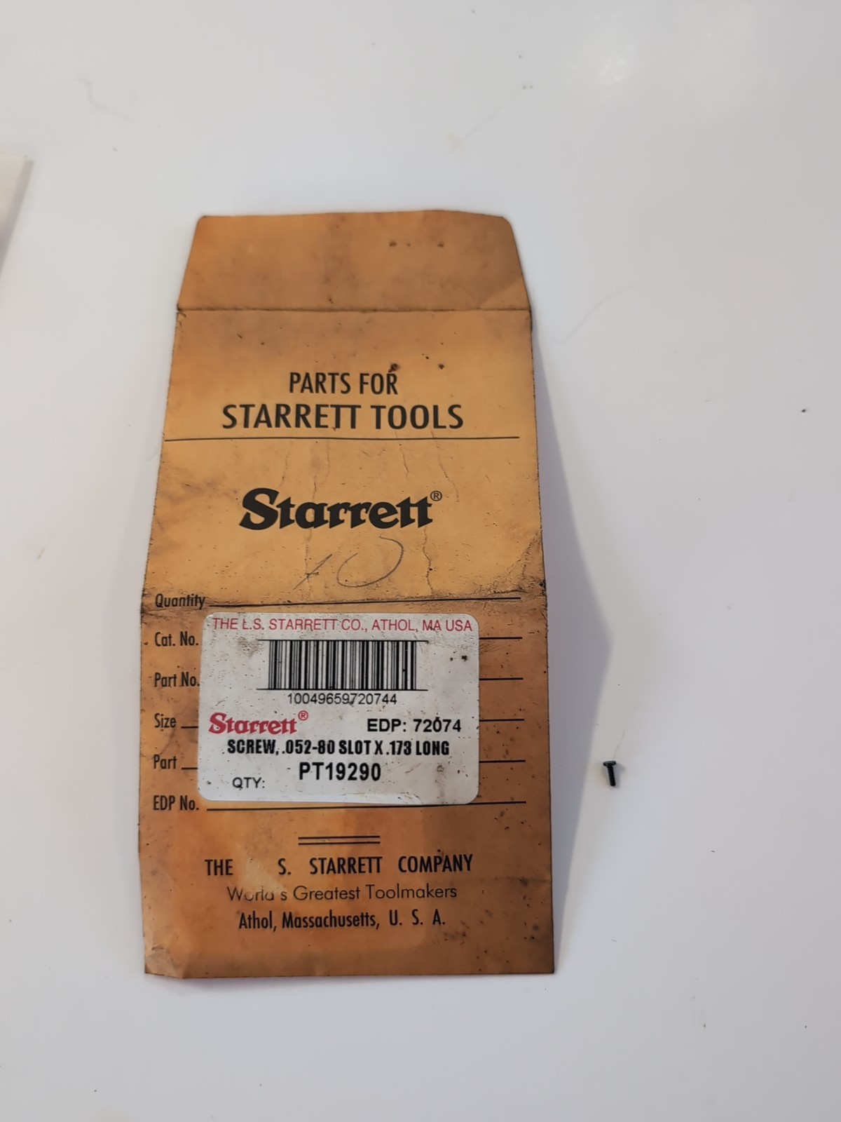 Starrett PT19290 Screw ONLY .052-80 X .173 (QTY: 1) EDP: 72074 USA NOS