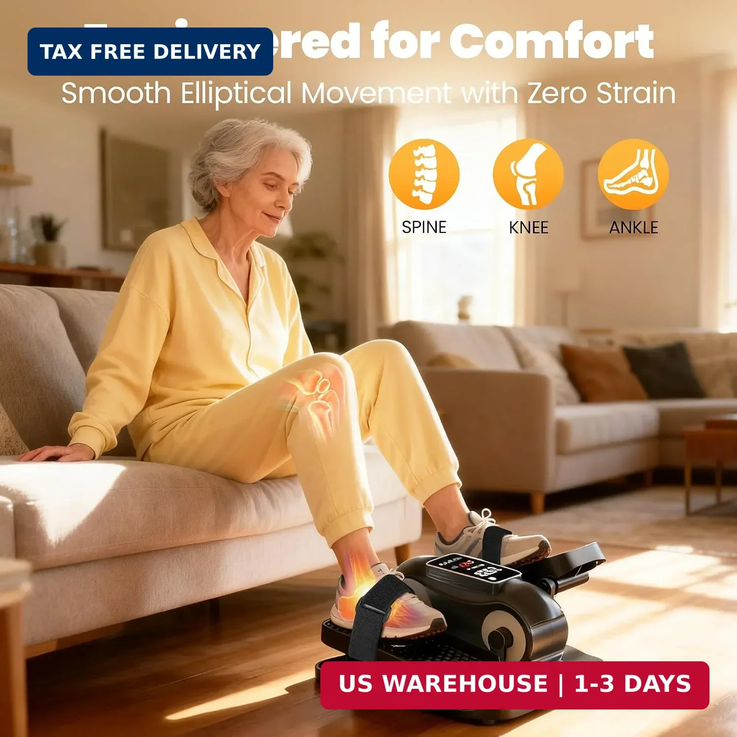 Under Desk Elliptical Machine Electric Pedal Exerciser 12 Speed Remote