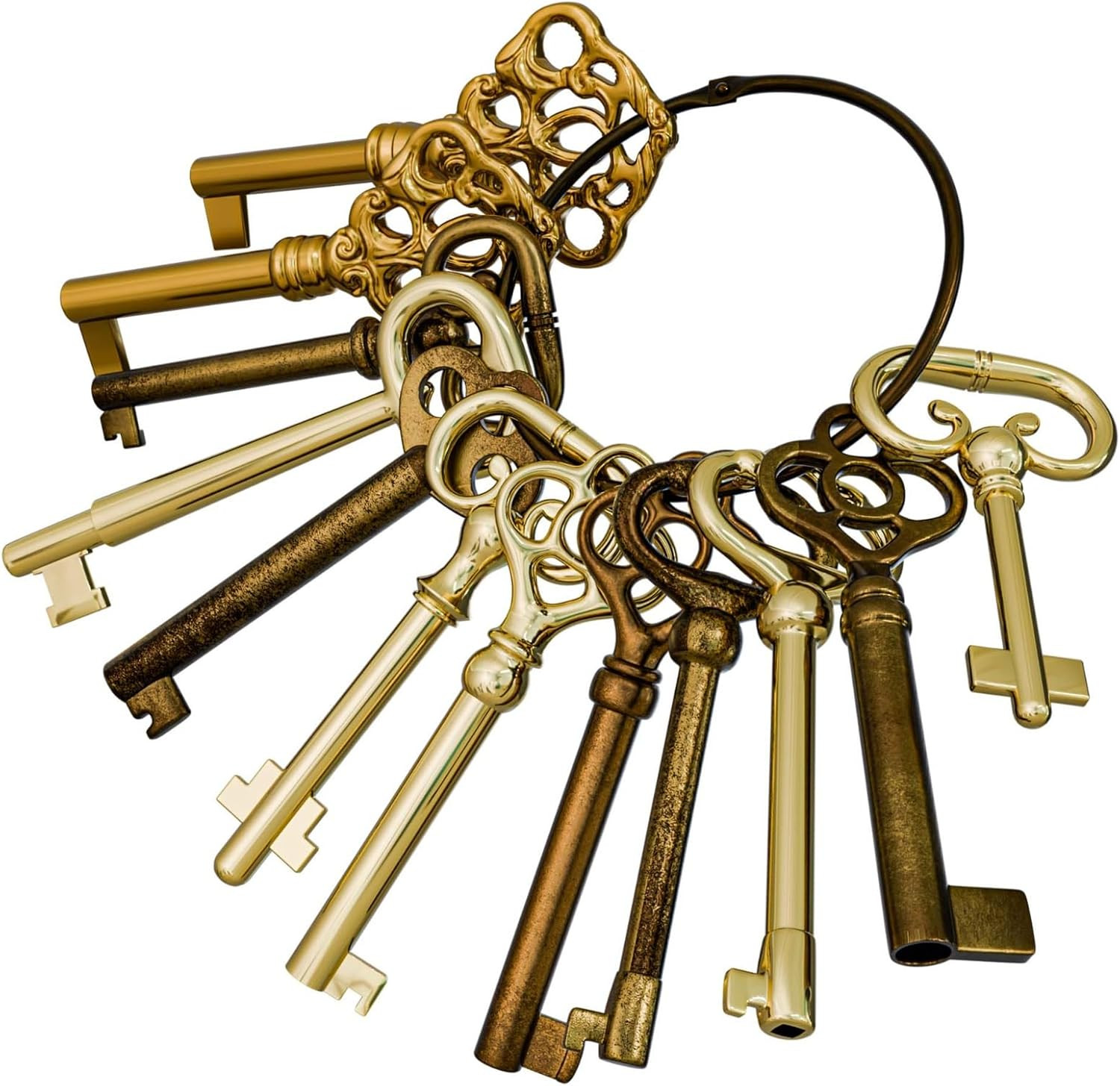 KY-12S Skeleton Key Set Reproduction Key for Antique Furniture - Cabinet Doors,