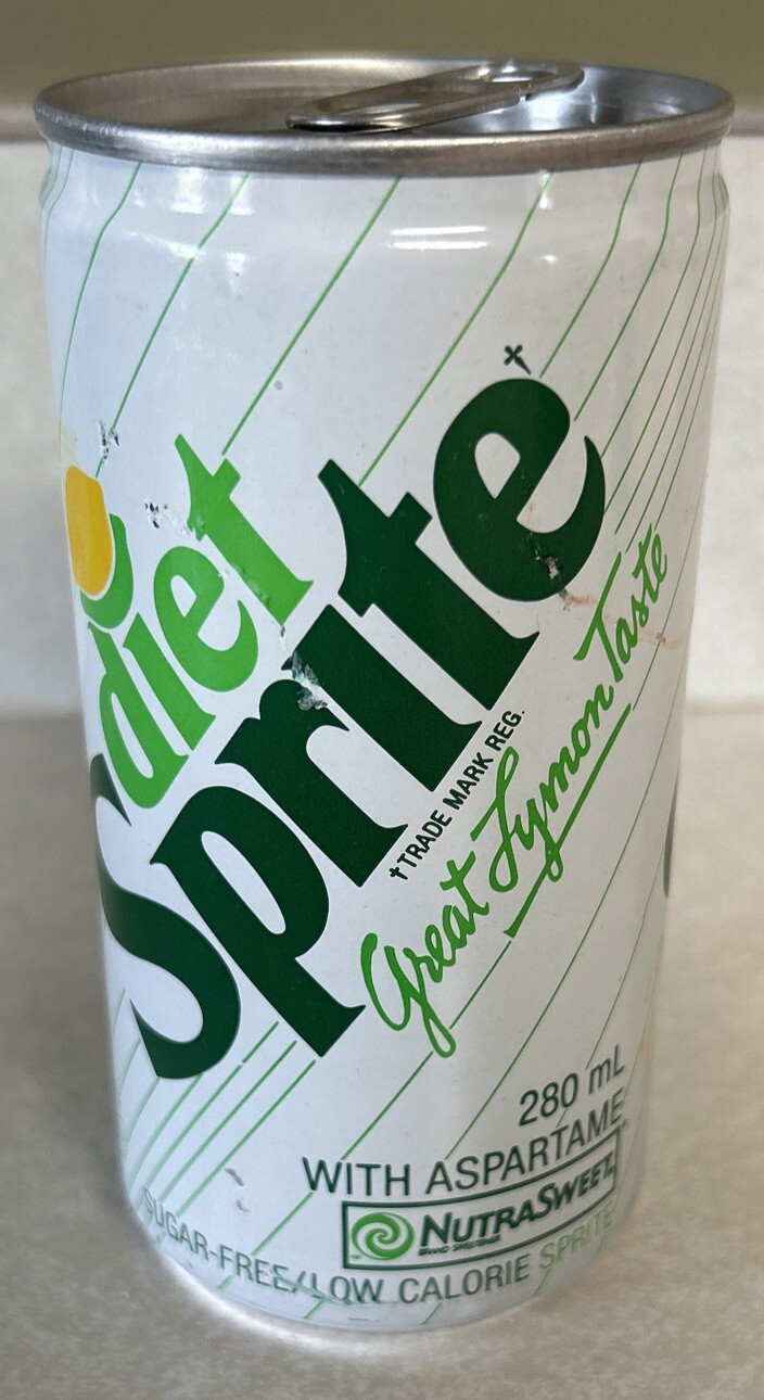 Vintage DIET SPRITE 280ml. W/ Aspartame Empty Pull Tab Aluminum Soda Can, Canada