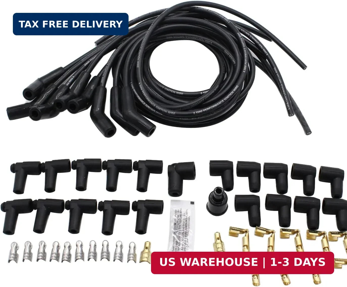 1 Set SHLPDFM Spark Plug Wires 8.5mm BlACK Universal 135/45 Degree Hei Spark Plu
