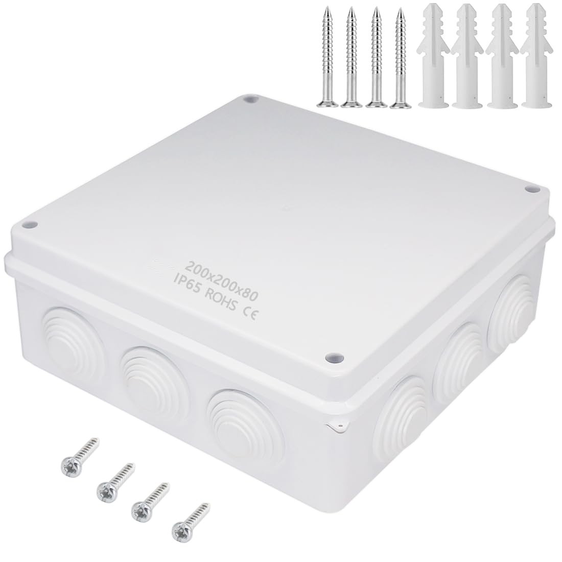 IP65 Waterproof ABS Plastic Junction Box 7.9x7.9x3.1 Inch Enclosure White
