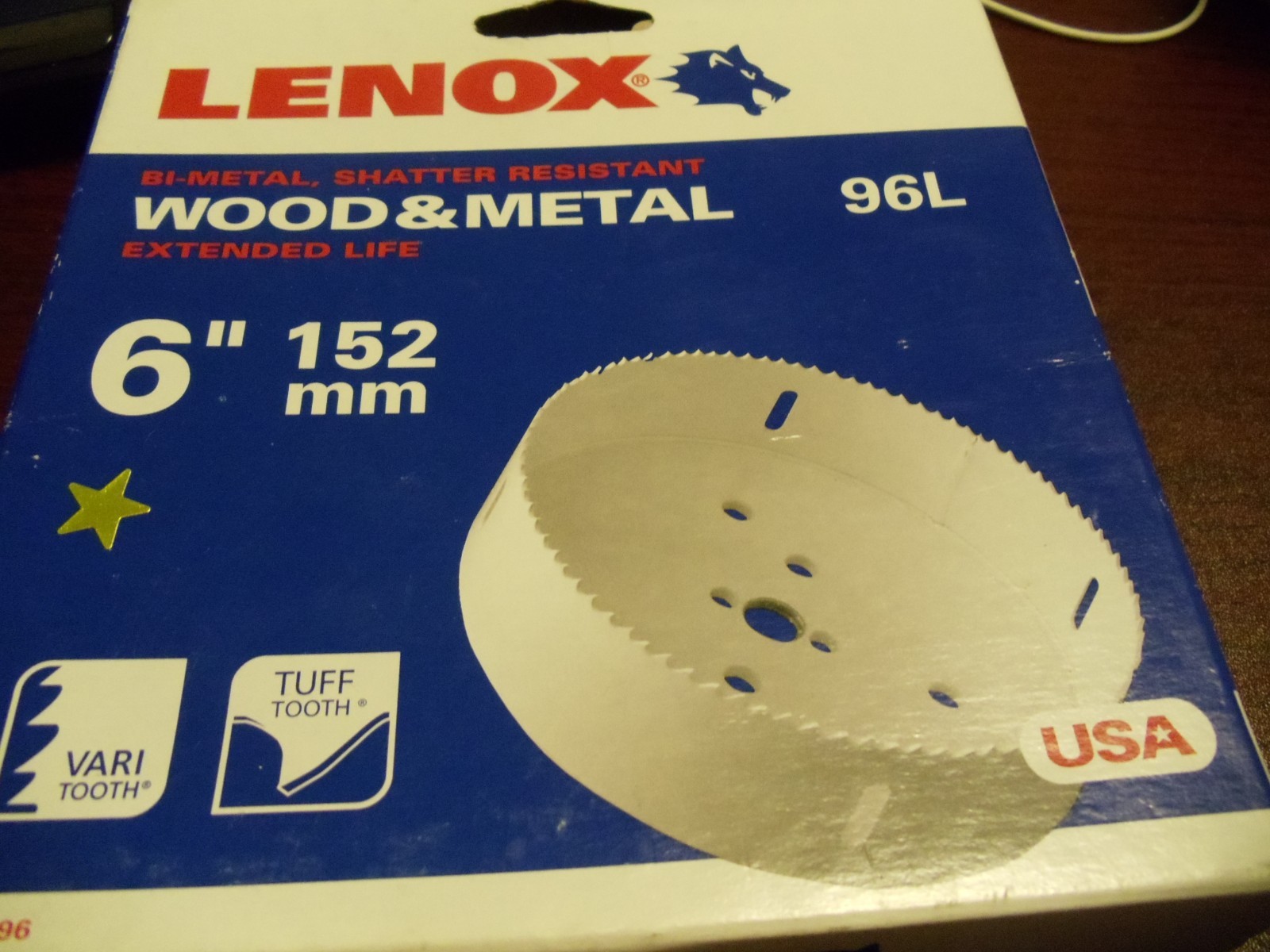 Lenox 30096-96L  6" Bi-Metal Hole Saw Wood/Metal extended life