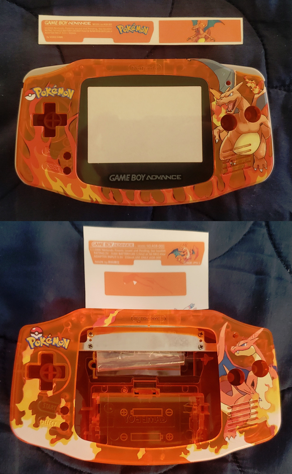 Charizard Pokemon Complete Full Shell Kit Game Boy Advance Housing GBA IPS Ready