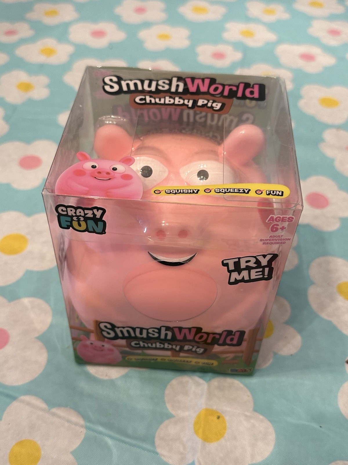 New Release Smushworld Chubby Pig Pink Squishy Squeezy RMS Squish Toy New in Box