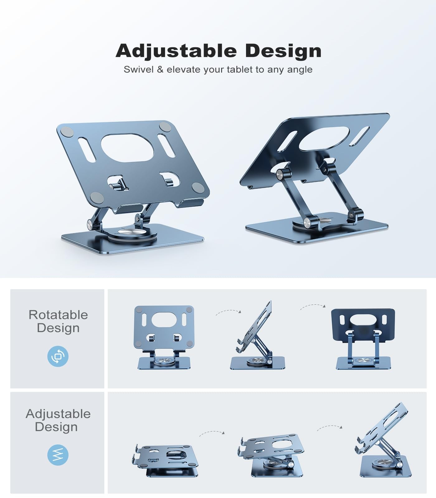 Adjustable Tablet Stand for Desk, Foldable Portable Holder
