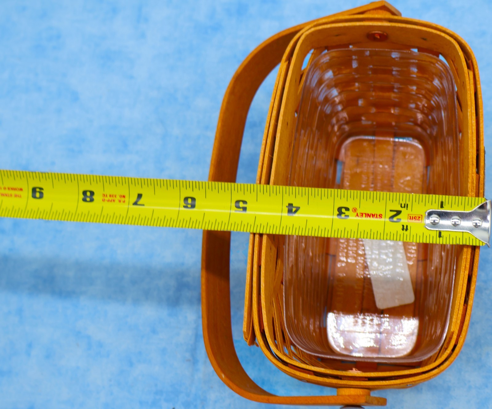 Longaberger 2001 Dresden Basket w Protector Brass Plate Fixed Handle USA