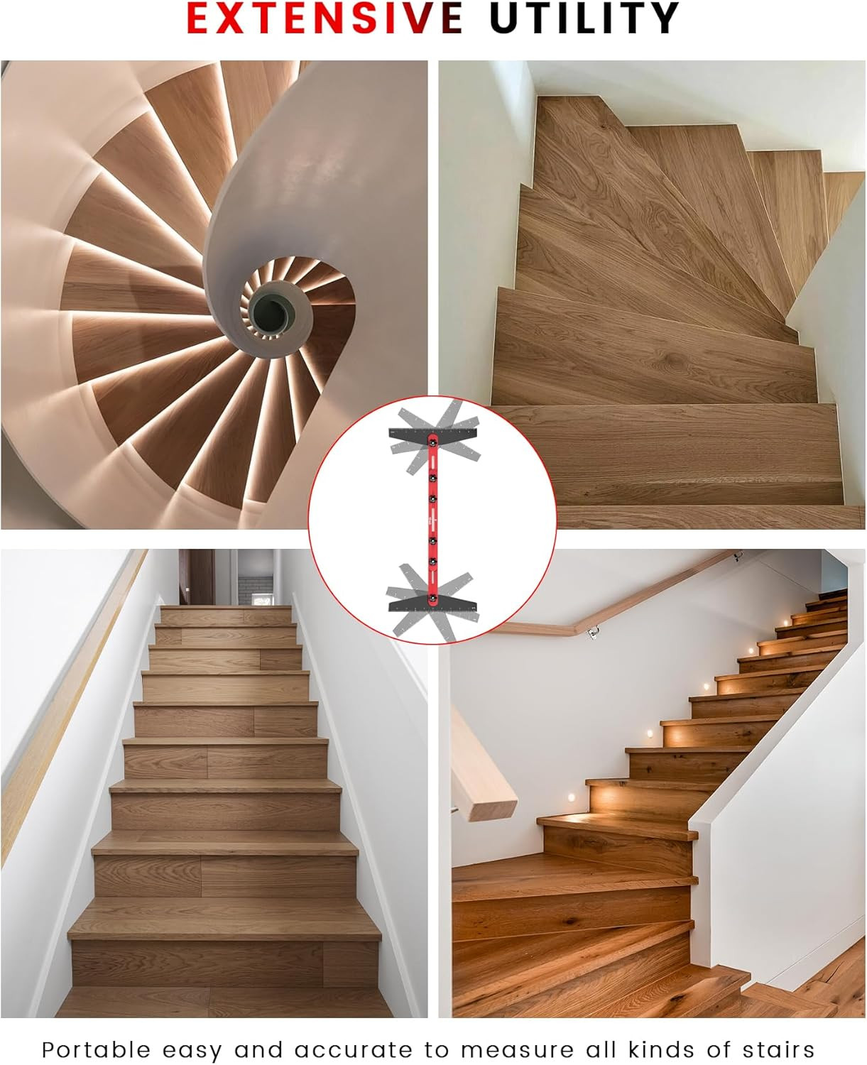 TANYO Stair Tread Template Tool, 8" to 60" Aluminum Stair Tread Jig for Accurate
