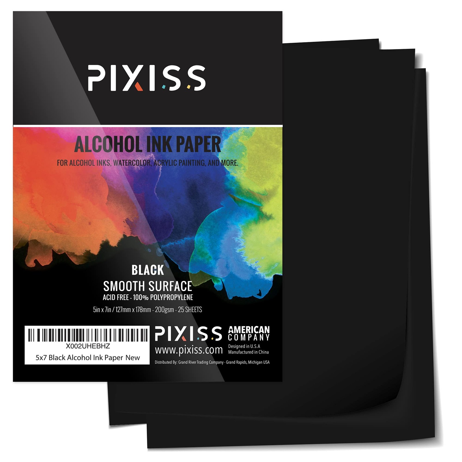 Pixiss Black Alcohol Ink Paper - 25 Sheets Heavy Weight Art Paper for Alcohol...