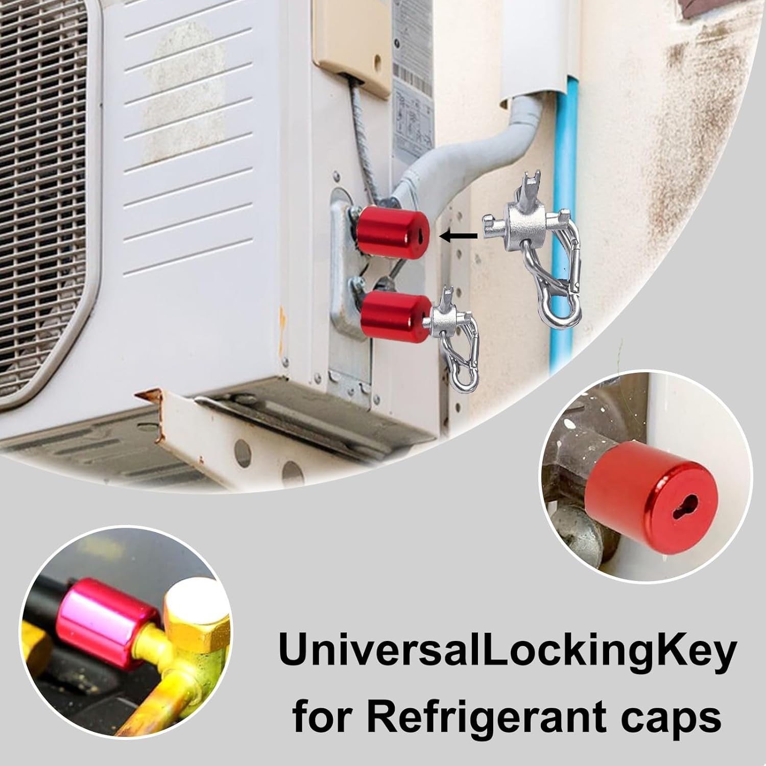 Tools, Universal Locking Cap Key for 410A and R22 Refrigerant, Tamper-Proof Mult