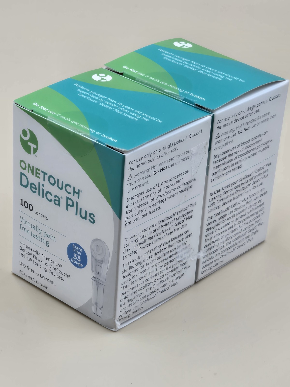 One Touch Delica Plus Extra Fine 33 Gauge Sterile Lancets 200 Count EXP 5/29