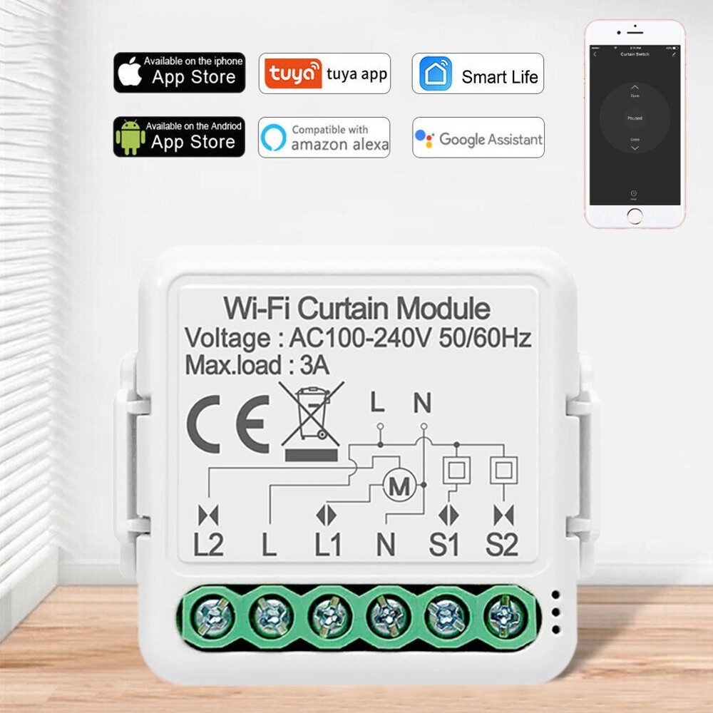 Smart WiFi Switch Curtain Blinds Module Roller Shutter Motor For Tuya Alexa US