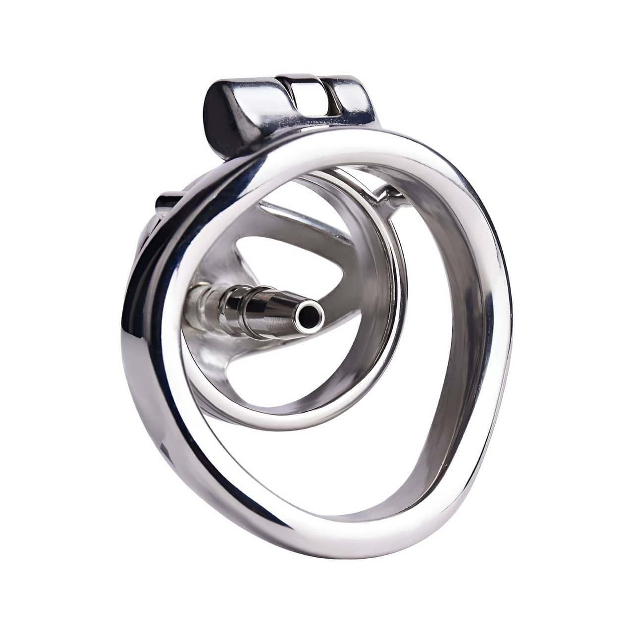 Flat Chastity Cage Device Four Rings Bondage BDSM Chastity Lock US Urinary Tube
