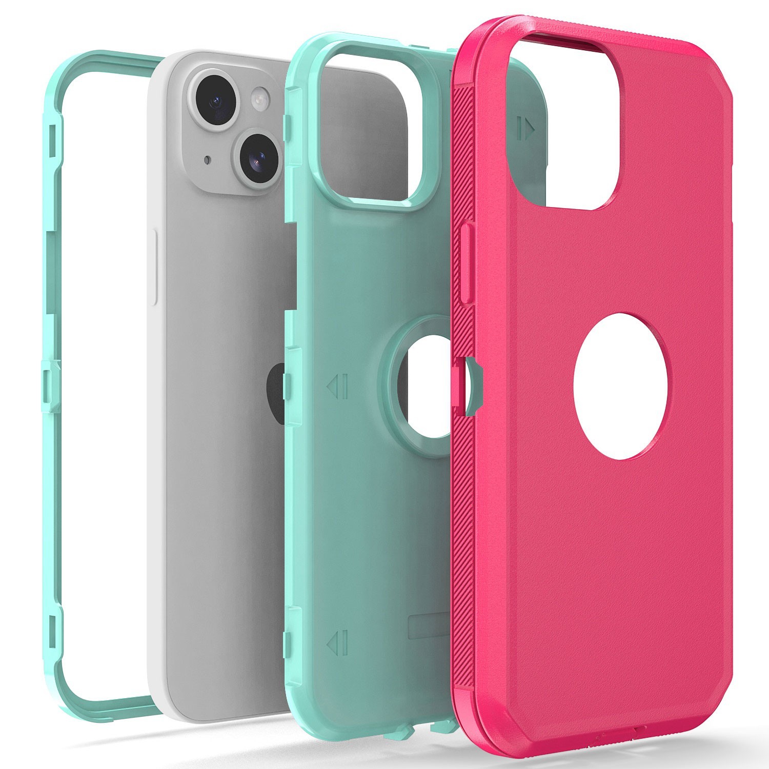 For iPhone 13 Rugged Shockproof Case Hard Soft Protective Cover / Tempered Glass