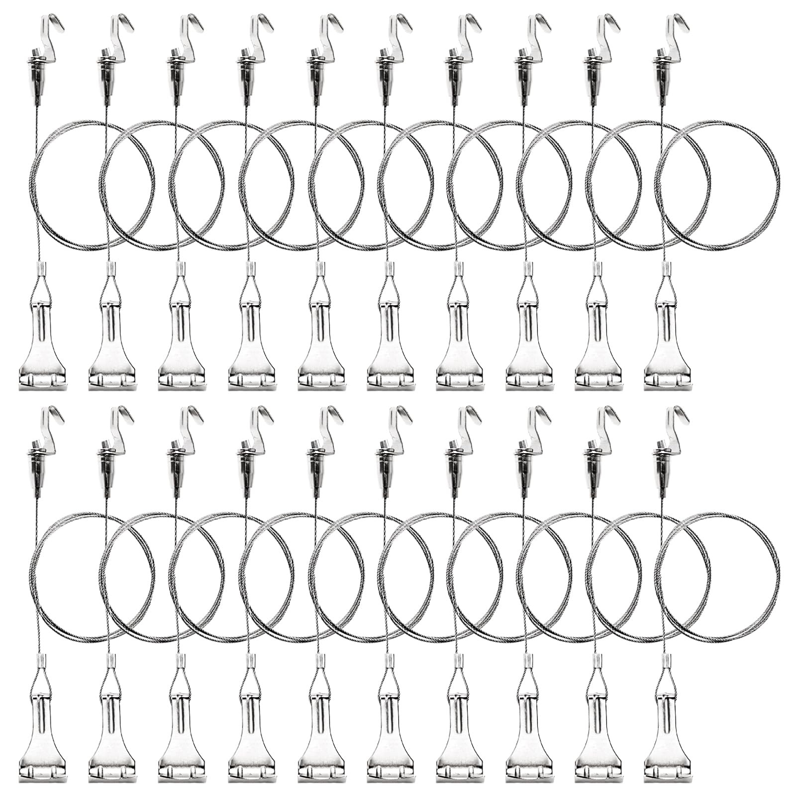 Okllen 20 Pack Picture Rail Hooks and Wire, Picture Rail Hanging System, 3ft ...