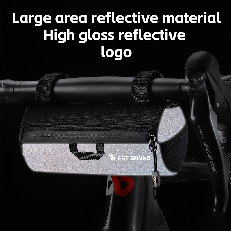 Bicycle Handlebar Mountain Road Bike Storage Bag Reflective with Shoulder Strap