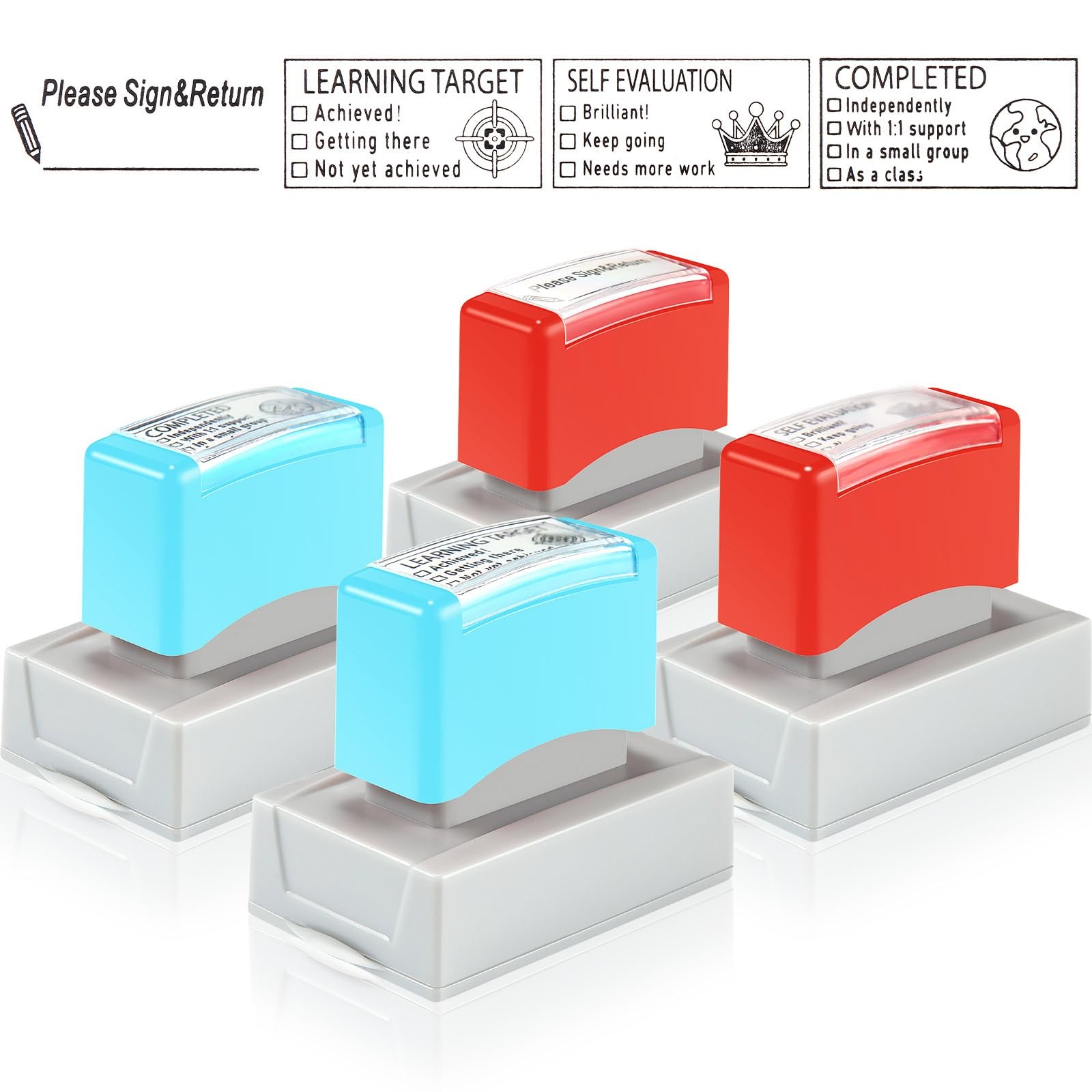 4 Pcs Teacher Stamps for Grading Classroom Self Teacher Inking Special Accomm...
