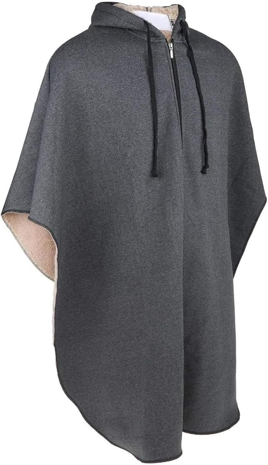 Warm Hooded Wheelchair Cape Poncho - Winter Fleece Shawl for Adults & Elderly