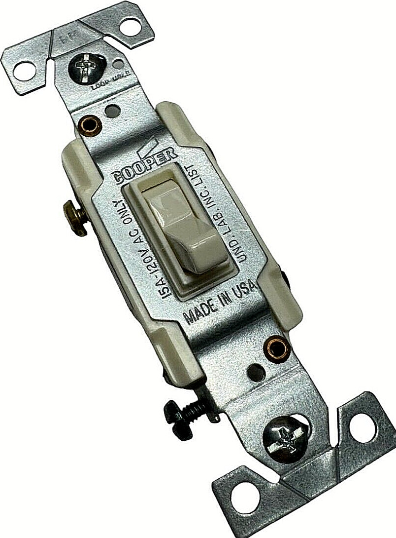 Cooper 1303-7LA Light Almond Toggle Wall Light Switch 3-way, 15A, 120V