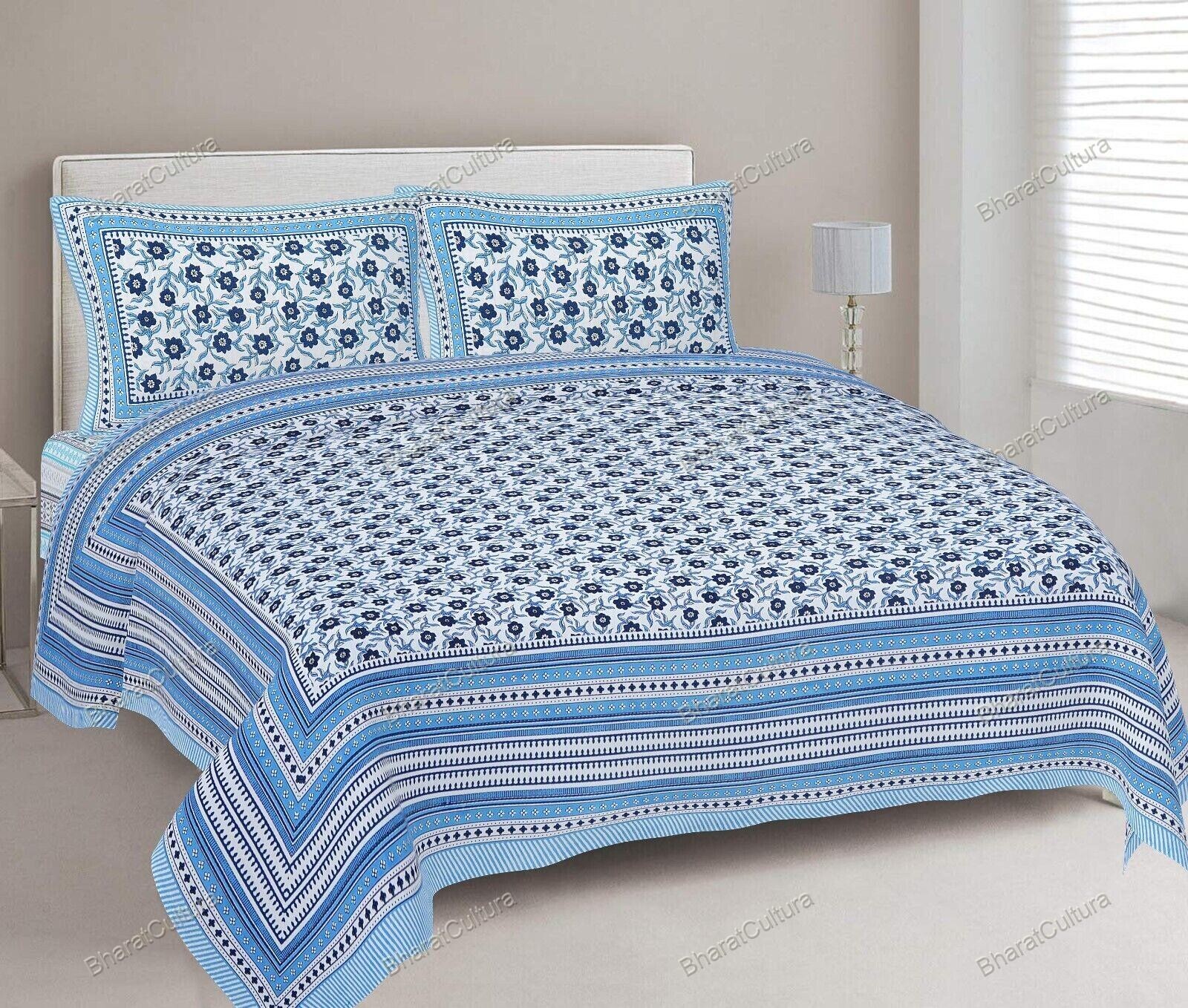 New Best Fabric King Size With 2 Pillow Cover Jaipuri Bed Sheet Floral Print