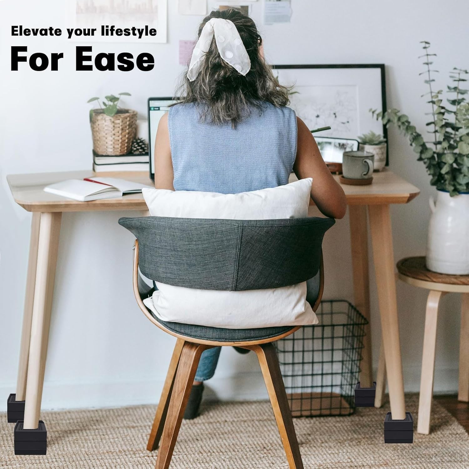 Stackable Bed Risers for Enhanced Storage - 1300 lb Capacity, 3 Inch Elevation