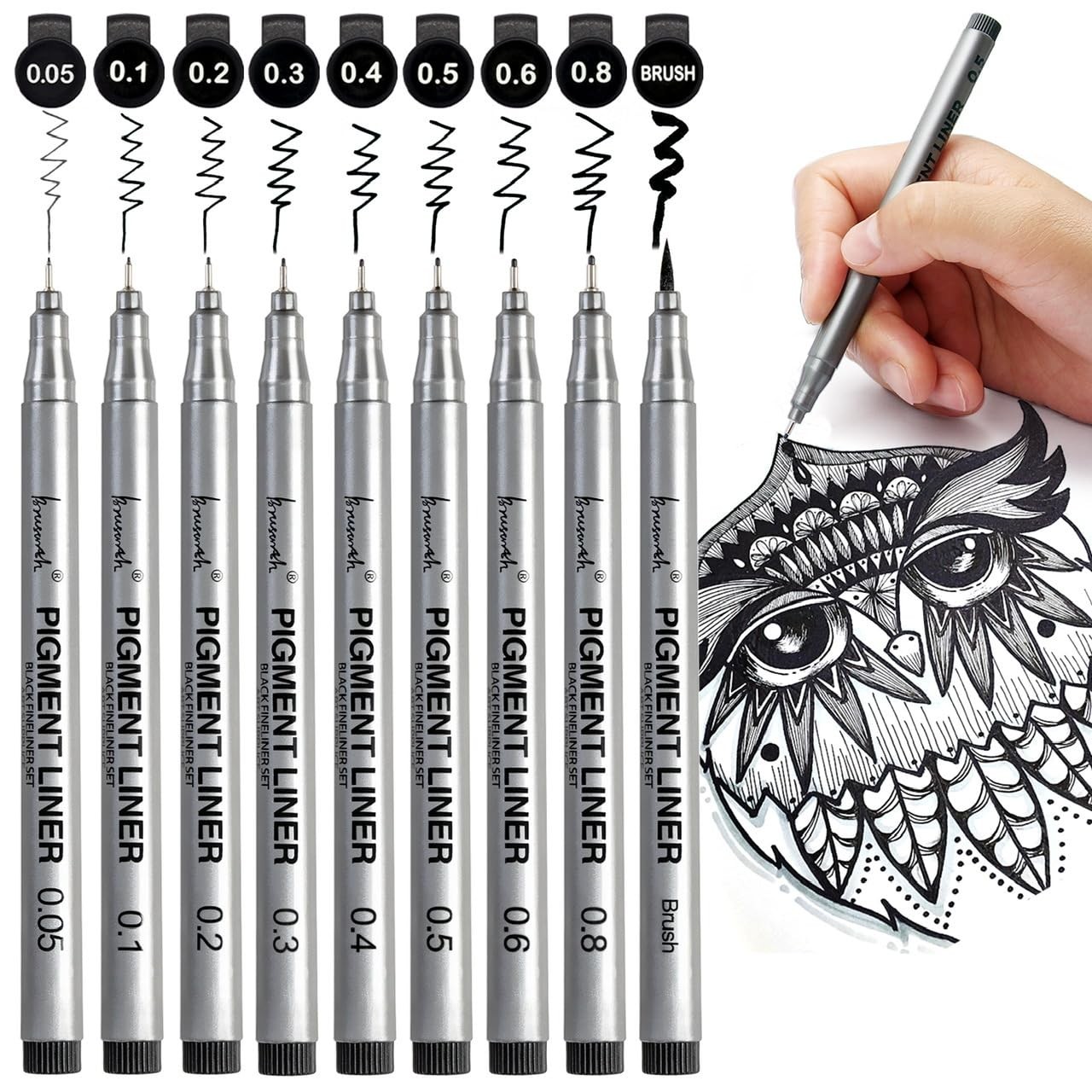 Brusarth Precision Black Micro-Pen Fineliner Ink Pens, Waterproof