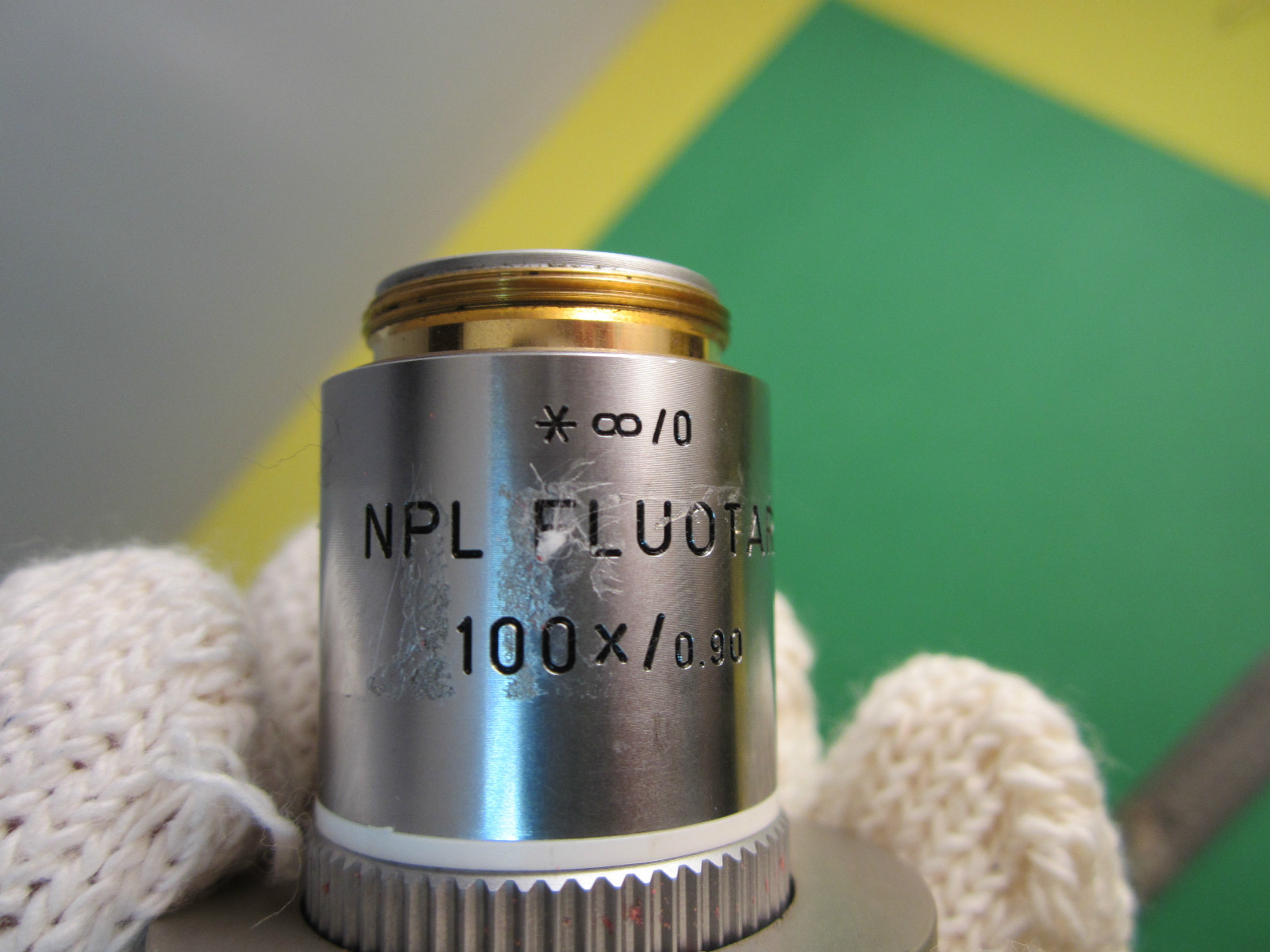 MICROSCOPE INTERFEROMETER PART LEITZ GERMANY OBJECTIVE FLUOTAR 100X OPTICS BN#A7