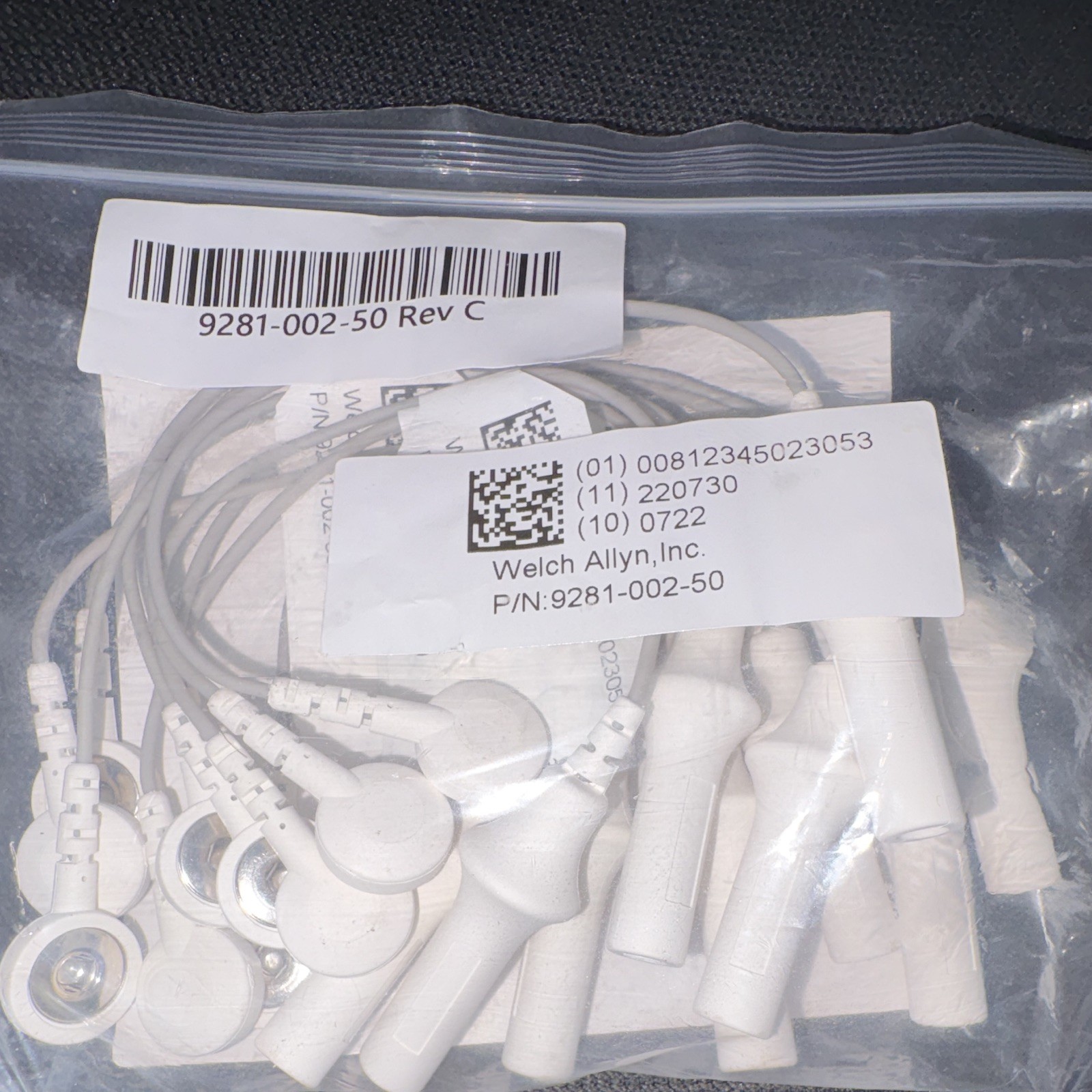 Welch Allyn 10-Lead ECG/EKG Lead Wire Cable Snap Ends 9281-002-50